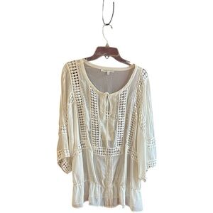 Daniel Rainn boho ivory polyester boho tunic style top Size 2X